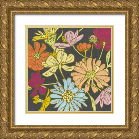 Summer Floral on Grey II Gold Ornate Wood Framed Art Print with Double Matting by Zarris, Chariklia