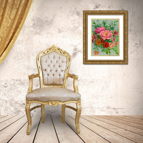 Vintage Bouquet I Gold Ornate Wood Framed Art Print with Double Matting by Wang, Melissa