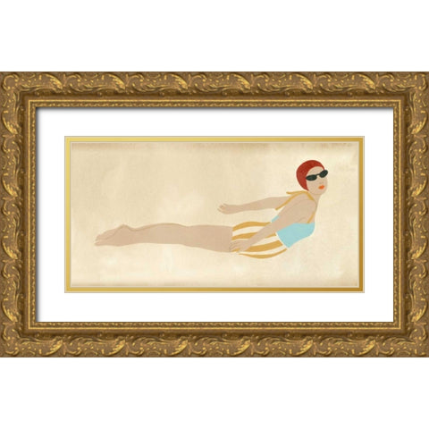 Vintage Diver I Gold Ornate Wood Framed Art Print with Double Matting by Vess, June Erica