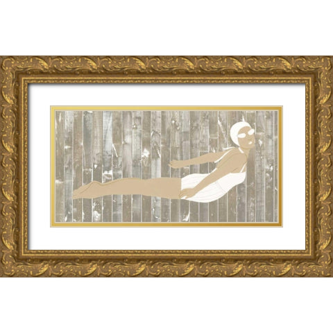 Vintage Diver III Gold Ornate Wood Framed Art Print with Double Matting by Vess, June Erica
