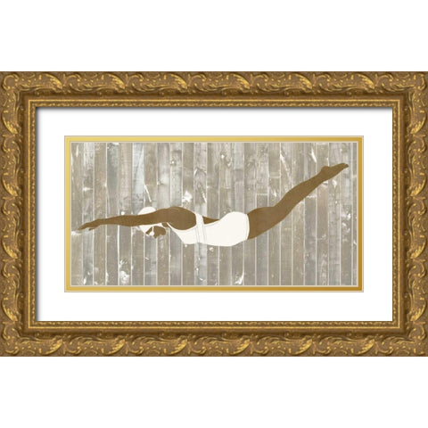 Vintage Diver IV Gold Ornate Wood Framed Art Print with Double Matting by Vess, June Erica