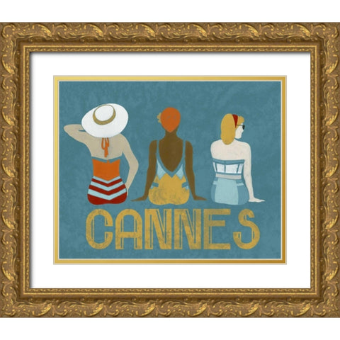 Vintage Bathing Beauties II Gold Ornate Wood Framed Art Print with Double Matting by Vess, June Erica
