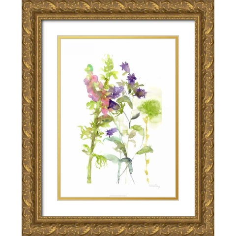 Watercolor Floral Study I Gold Ornate Wood Framed Art Print with Double Matting by Wang, Melissa