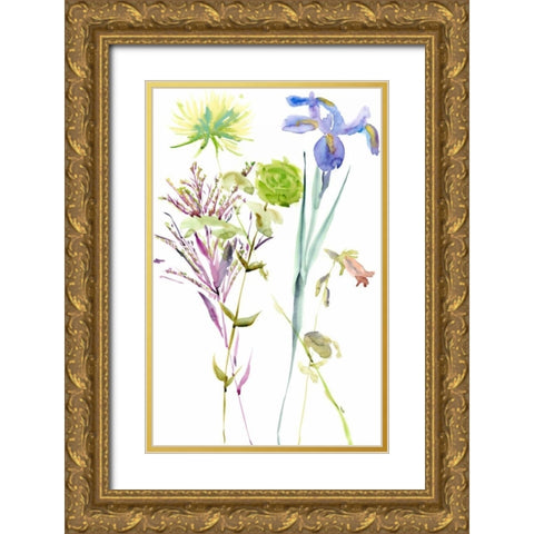 Watercolor Floral Study II Gold Ornate Wood Framed Art Print with Double Matting by Wang, Melissa