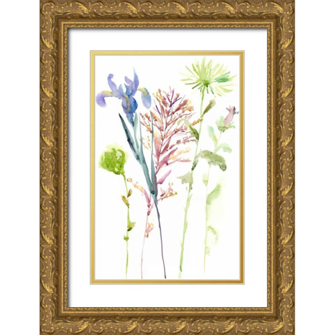 Watercolor Floral Study III Gold Ornate Wood Framed Art Print with Double Matting by Wang, Melissa