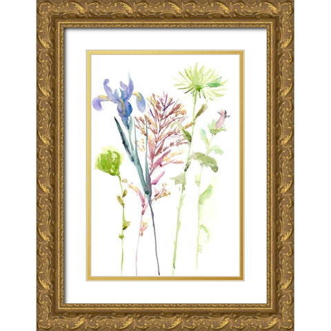 Watercolor Floral Study III Gold Ornate Wood Framed Art Print with Double Matting by Wang, Melissa