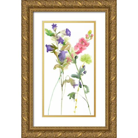 Watercolor Floral Study IV Gold Ornate Wood Framed Art Print with Double Matting by Wang, Melissa