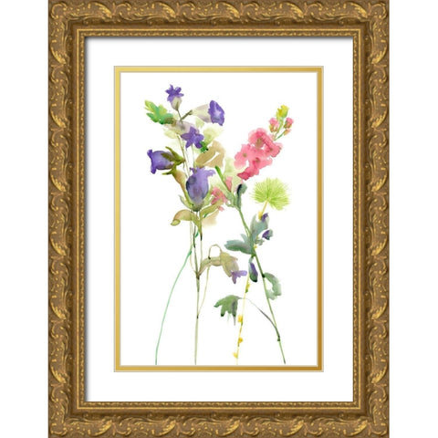 Watercolor Floral Study IV Gold Ornate Wood Framed Art Print with Double Matting by Wang, Melissa
