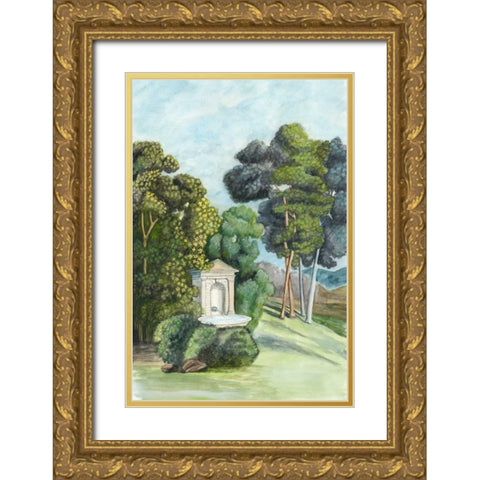 Scenic French Wallpaper I Gold Ornate Wood Framed Art Print with Double Matting by McCavitt, Naomi