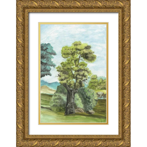 Scenic French Wallpaper II Gold Ornate Wood Framed Art Print with Double Matting by McCavitt, Naomi