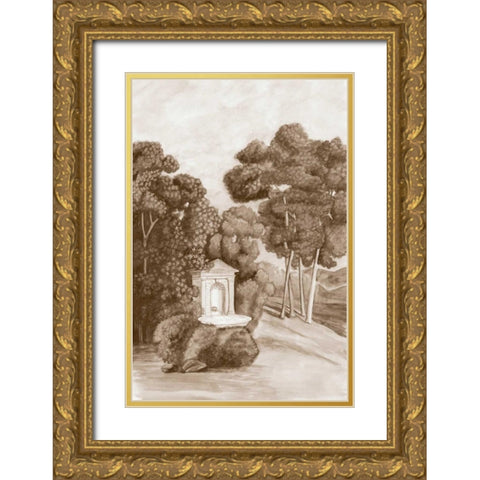 Sepia French Wall Paper I Gold Ornate Wood Framed Art Print with Double Matting by McCavitt, Naomi