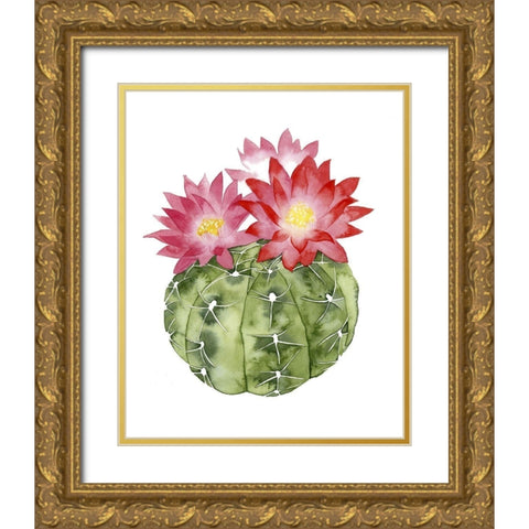 Custom Cactus Bloom III Gold Ornate Wood Framed Art Print with Double Matting by Popp, Grace