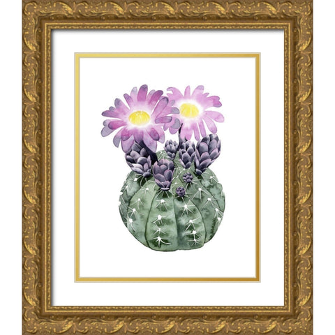 Custom Cactus Bloom IV Gold Ornate Wood Framed Art Print with Double Matting by Popp, Grace