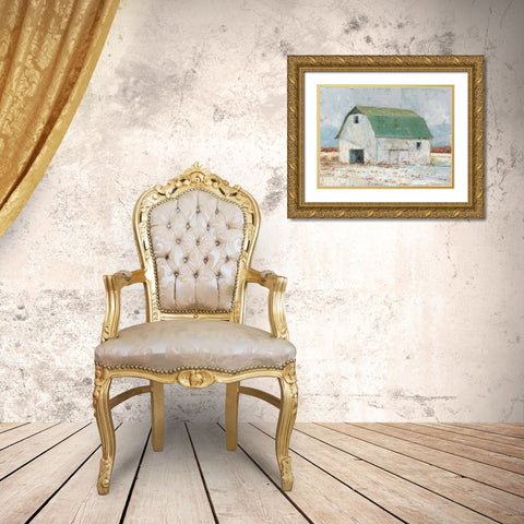 Whitewashed Barn II Gold Ornate Wood Framed Art Print with Double Matting by Harper, Ethan