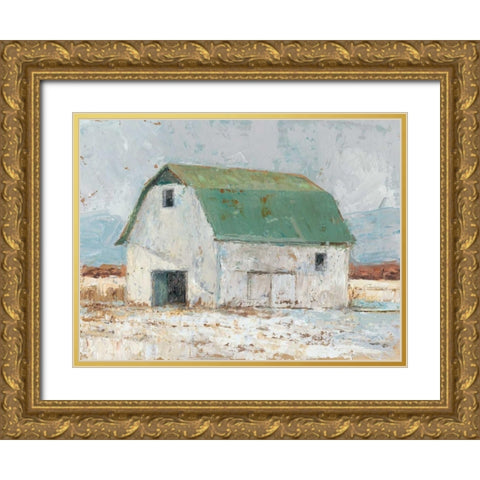 Whitewashed Barn II Gold Ornate Wood Framed Art Print with Double Matting by Harper, Ethan