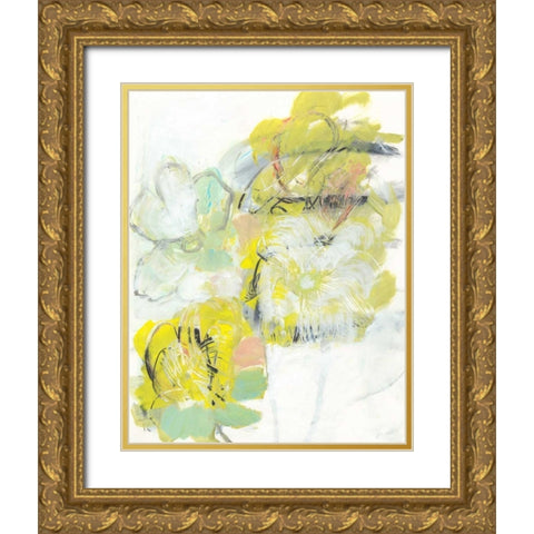 Yellow Floral Abstract I Gold Ornate Wood Framed Art Print with Double Matting by Fuchs, Jodi