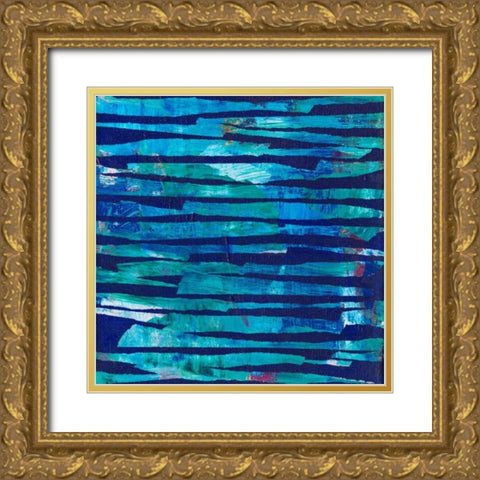 Torn Indigo I Gold Ornate Wood Framed Art Print with Double Matting by Fuchs, Jodi