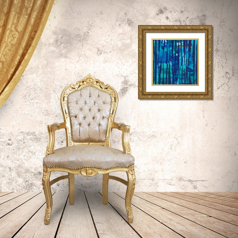 Torn Indigo II Gold Ornate Wood Framed Art Print with Double Matting by Fuchs, Jodi