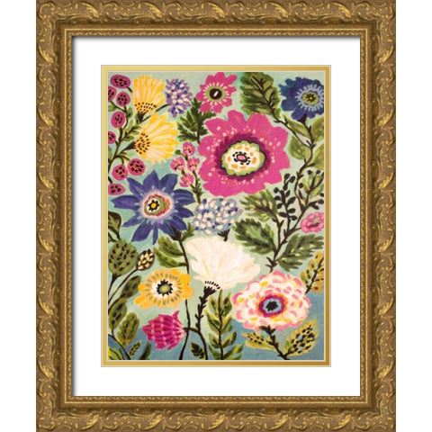 Garden Of Whimsy IV Gold Ornate Wood Framed Art Print with Double Matting by Fields, Karen