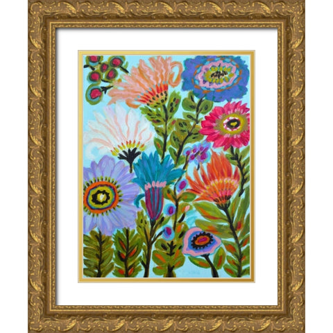 Secret Garden Floral IV Gold Ornate Wood Framed Art Print with Double Matting by Fields, Karen