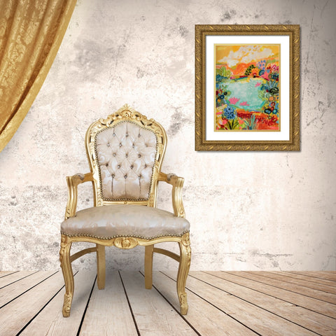 Whimsical Pond I Gold Ornate Wood Framed Art Print with Double Matting by Fields, Karen