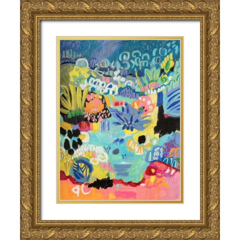 Whimsical Pond III Gold Ornate Wood Framed Art Print with Double Matting by Fields, Karen