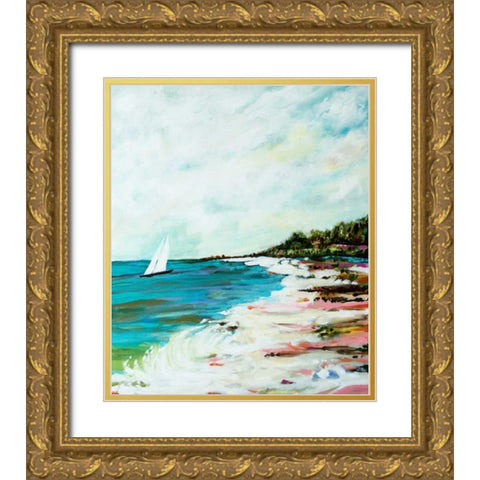 Beach Surf I Gold Ornate Wood Framed Art Print with Double Matting by Fields, Karen