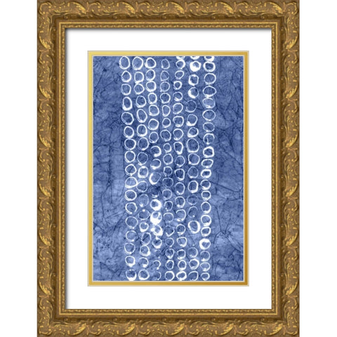 Indigo Primitive Patterns I Gold Ornate Wood Framed Art Print with Double Matting by Stramel, Renee W.