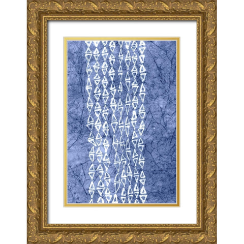 Indigo Primitive Patterns III Gold Ornate Wood Framed Art Print with Double Matting by Stramel, Renee W.