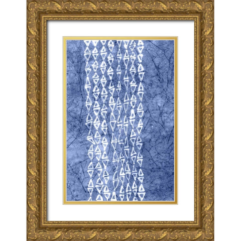 Indigo Primitive Patterns III Gold Ornate Wood Framed Art Print with Double Matting by Stramel, Renee W.