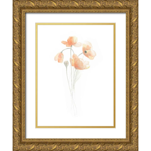 Delicate Bouquet III Gold Ornate Wood Framed Art Print with Double Matting by Vess, June Erica