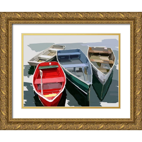 Bold Boats I Gold Ornate Wood Framed Art Print with Double Matting by Kalina, Emily