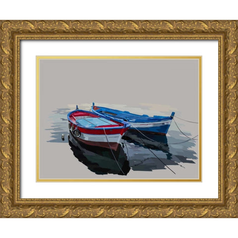 Bold Boats II Gold Ornate Wood Framed Art Print with Double Matting by Kalina, Emily
