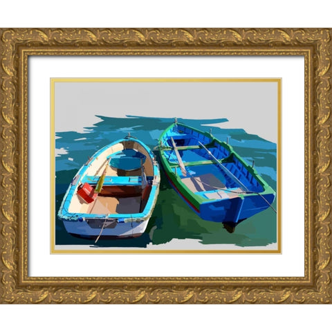 Bold Boats III Gold Ornate Wood Framed Art Print with Double Matting by Kalina, Emily