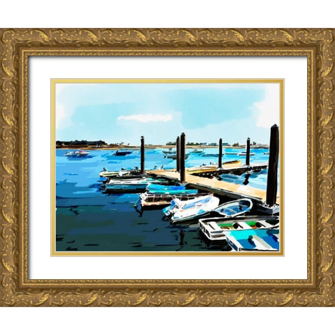 Bold Boats V Gold Ornate Wood Framed Art Print with Double Matting by Kalina, Emily