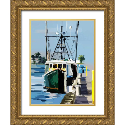 Bold Boats VI Gold Ornate Wood Framed Art Print with Double Matting by Kalina, Emily