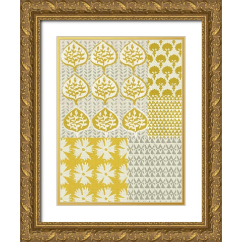 Marigold Patterns I Gold Ornate Wood Framed Art Print with Double Matting by Zarris, Chariklia