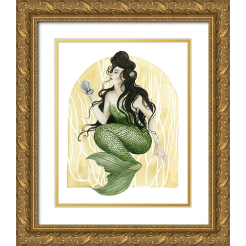 Deco Mermaid I Gold Ornate Wood Framed Art Print with Double Matting by Popp, Grace