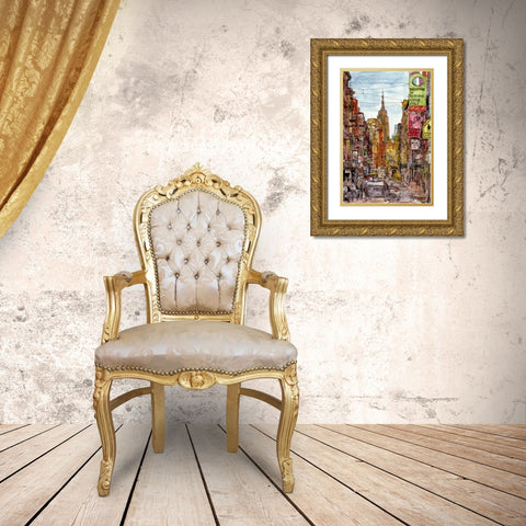 City Scene II Gold Ornate Wood Framed Art Print with Double Matting by Wang, Melissa