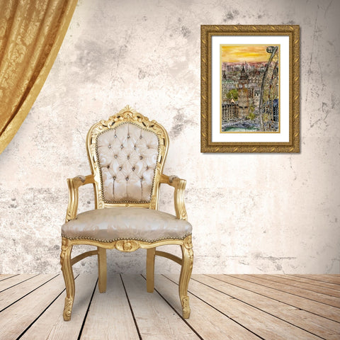 City Scene IV Gold Ornate Wood Framed Art Print with Double Matting by Wang, Melissa