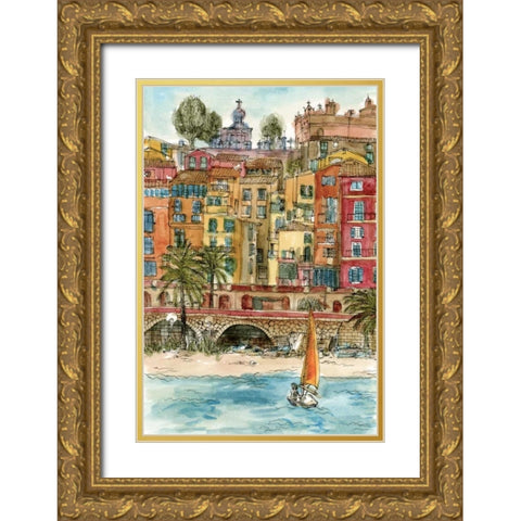 City Scene V Gold Ornate Wood Framed Art Print with Double Matting by Wang, Melissa