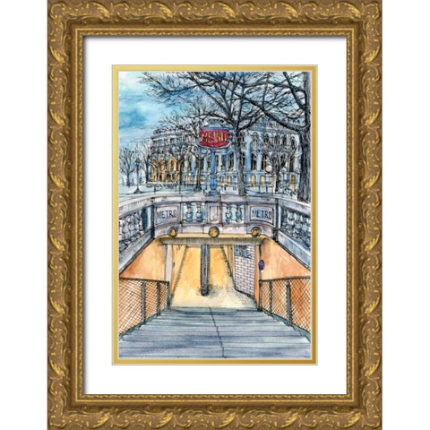 City Scene VI Gold Ornate Wood Framed Art Print with Double Matting by Wang, Melissa