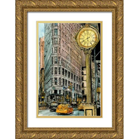 City Scene VII Gold Ornate Wood Framed Art Print with Double Matting by Wang, Melissa