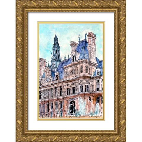 City Scene VIII Gold Ornate Wood Framed Art Print with Double Matting by Wang, Melissa