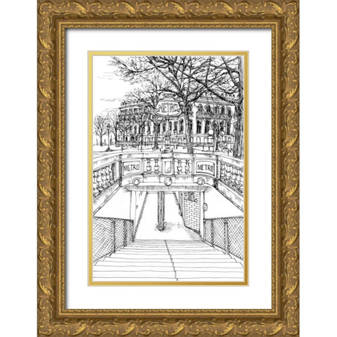 BandW City Scene VI Gold Ornate Wood Framed Art Print with Double Matting by Wang, Melissa