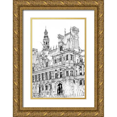 BandW City Scene VIII Gold Ornate Wood Framed Art Print with Double Matting by Wang, Melissa