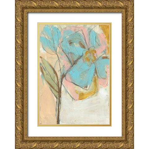 Impasto Flower I Gold Ornate Wood Framed Art Print with Double Matting by Goldberger, Jennifer