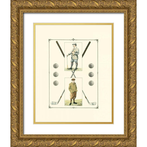 Golfers- John Henry and R. Maxwell Gold Ornate Wood Framed Art Print with Double Matting by Spy