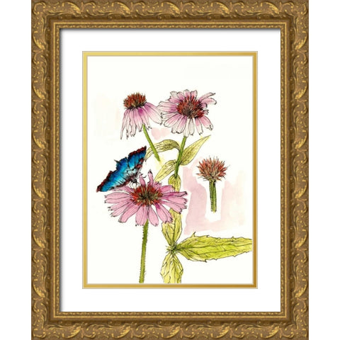Floral Field Notes II Gold Ornate Wood Framed Art Print with Double Matting by Wang, Melissa