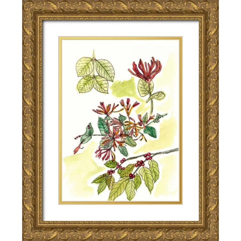 Floral Field Notes IV Gold Ornate Wood Framed Art Print with Double Matting by Wang, Melissa